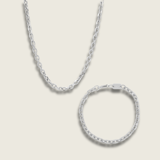 3mm Silver Cuban Set